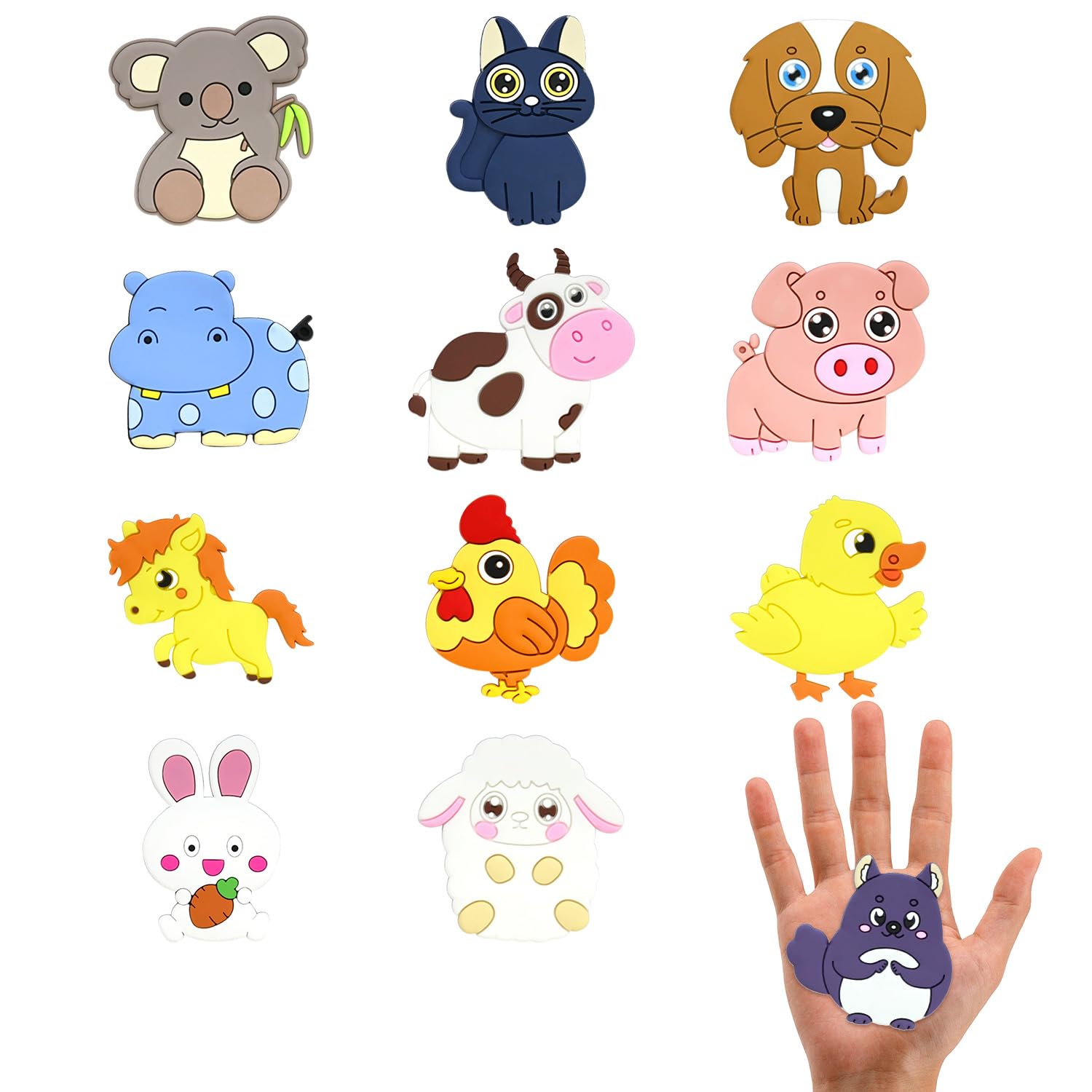 12PCS Cute Animal Fridge Magnets - Magnetic Animals Set, Safe Kids Fridge Magnets for Toddlers & Adults, Educational Toy for Toddlers, Ideal for Whiteboard, Fridge& Office Home Decoration