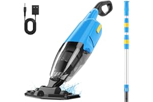 MUTAOMAY Cordless Rechargeable Pool Vacuum for Above & In-Ground Pools – 18GPM Suction, 90 Min Runtime, Fast 3H Charge, 69" Telescopic Pole – Deep Clean for Spa, Hot Tub, Sand, Leaves, Debris (Blue)
