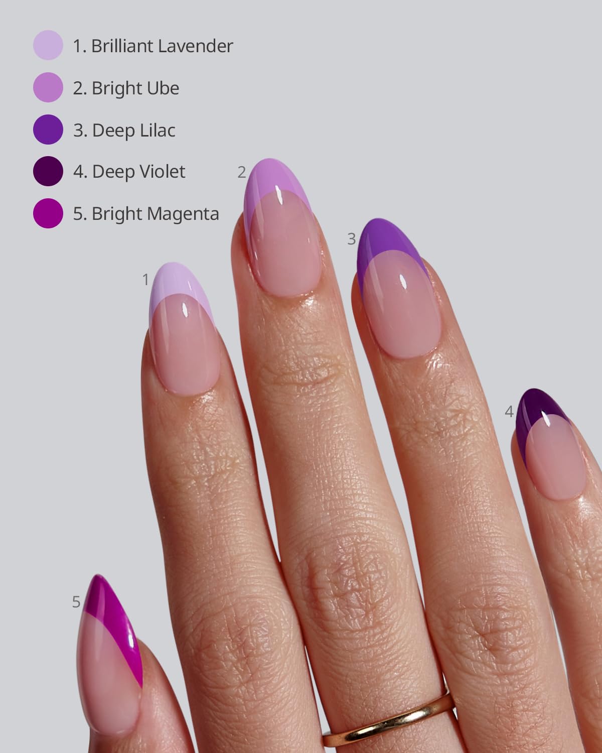 BTArtboxnails XCOATTIPS Purple French Tip Press On Nails - Short Press On Nails Almond, Soft Gel Nail Tips, 160Pcs Soak Off Acrylic Pink Fake Nail Extension in 16 Sizes - Image 3