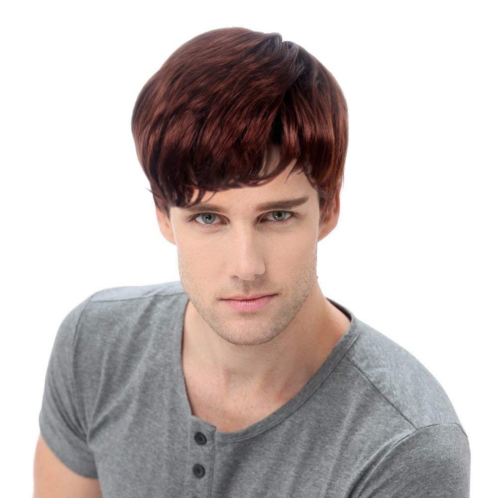 Elegant Hairs Short Straight Human Hair For Men Size 8 10 Bright