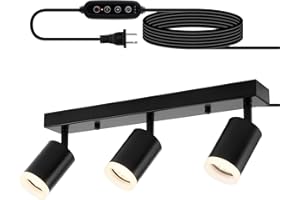 Bojim Plug in Track Lighting with 14.3ft Power Cord, 3 Lights Black Wall Mount Spotlight Fixture, Dimmable Ceiling Lighting for Indoor Kitchen Bedroom Farmhouse Sala, GU10 Bulbs Not Included