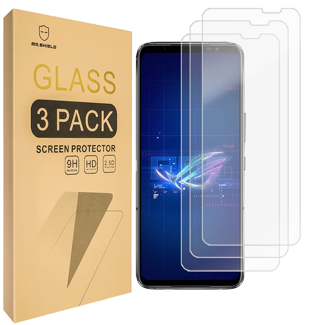 Mr.Shield Screen Protector For Asus ROG Phone 6 / ROG Phone 6 Pro [Tempered Glass] [9H Hardness] [3-Pack] Screen Protector