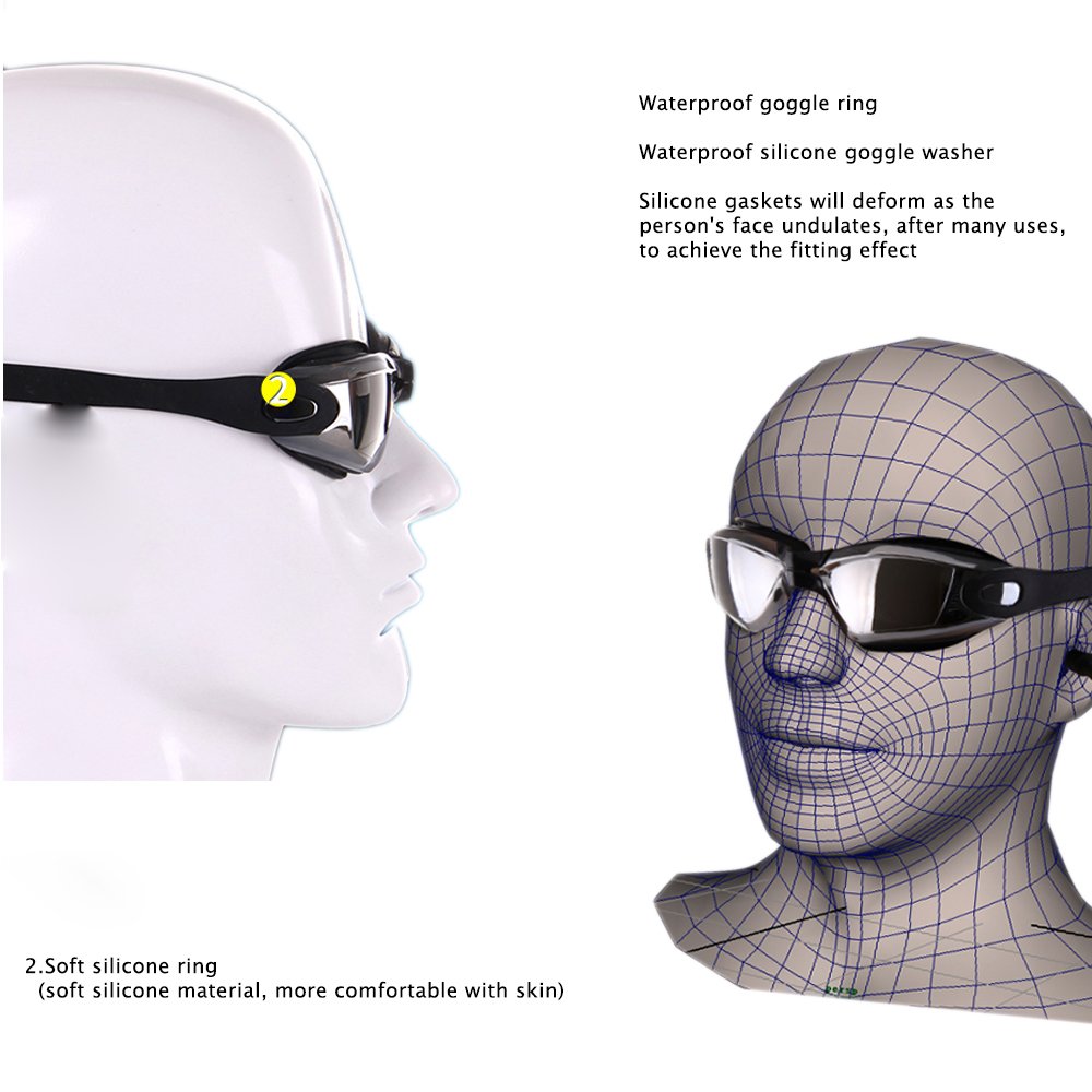 Alfway Swim Goggles, Swimming Goggles No Leaking Anti Fog UV Protection Triathlon Swim Goggles with Free Protection Case for Adult Men Women Youth Kids Child (Pink)