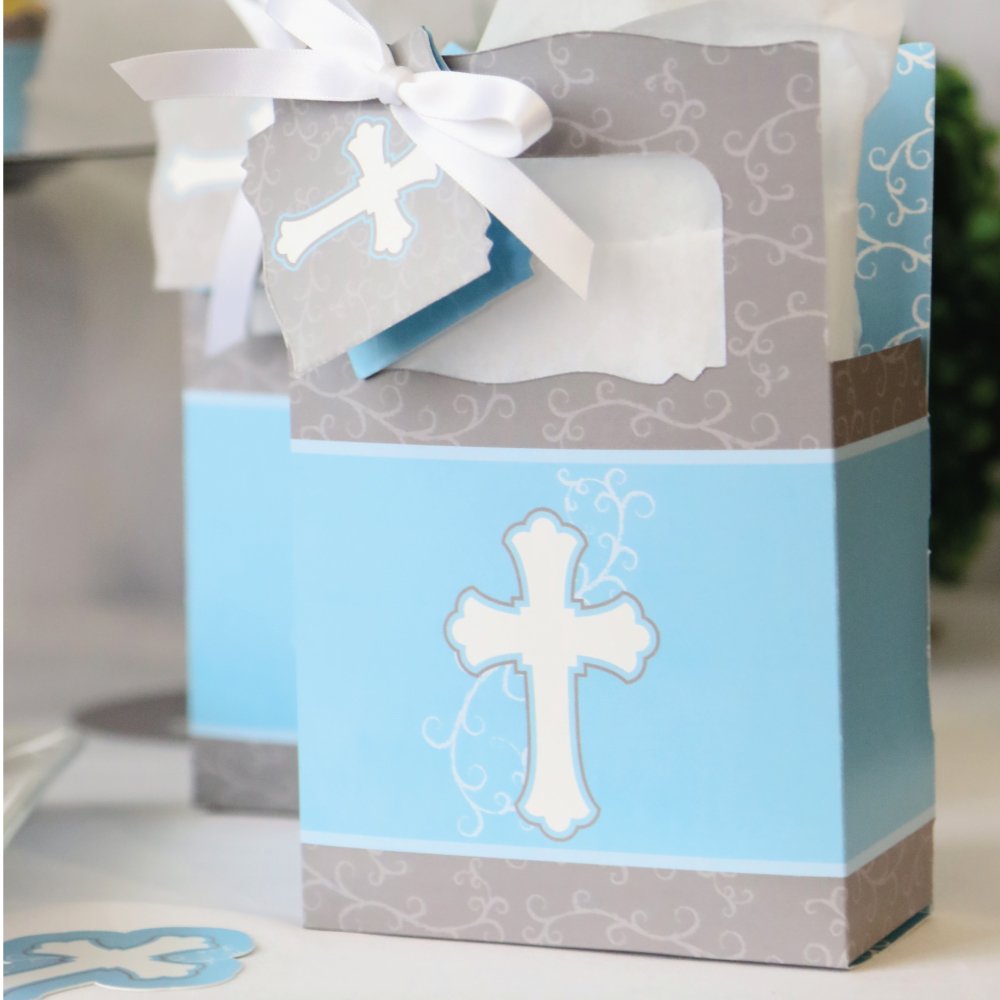 blue baby shower favor bags