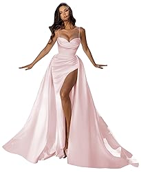 HTBVGO Blush Pink Plus Size Prom Dresses 2025 Satin