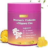 XOTMPFLY Her Juicy Feminine Probiotics Gummies for Women, with Slippery Elm, Supports pH Balance, Gut Health & Immune System, Vegan, Gluten Free, Pineapple Flavor, 60 Count