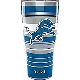 Tervis Traveler NFL Detroit Lions - Hype Stripes Triple Insulated Tumbler Travel Cup Keeps Drinks Cold & Hot, 30oz, Stainless Steel