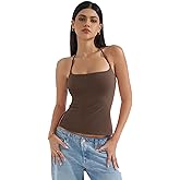 SUUKSESS Women Halter Double Lined Tank Top Backless Going Out Camisole Crop Top