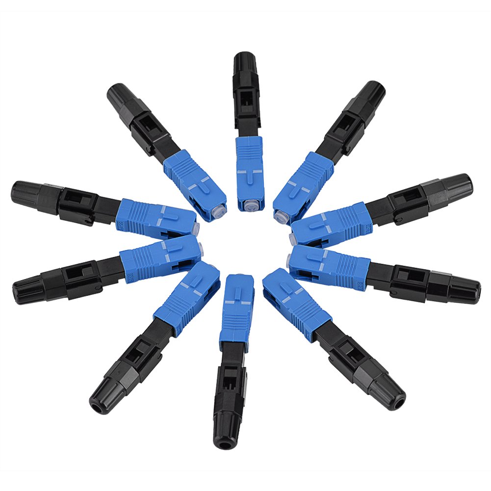 SC Optic Fiber Quick Connector, Bewinner 10pcs/lot SC/UPC Optic Fiber Quick Connector Fast Adapter Single Mode for FTTH/CATV, Widely for Optical Distribution Frame