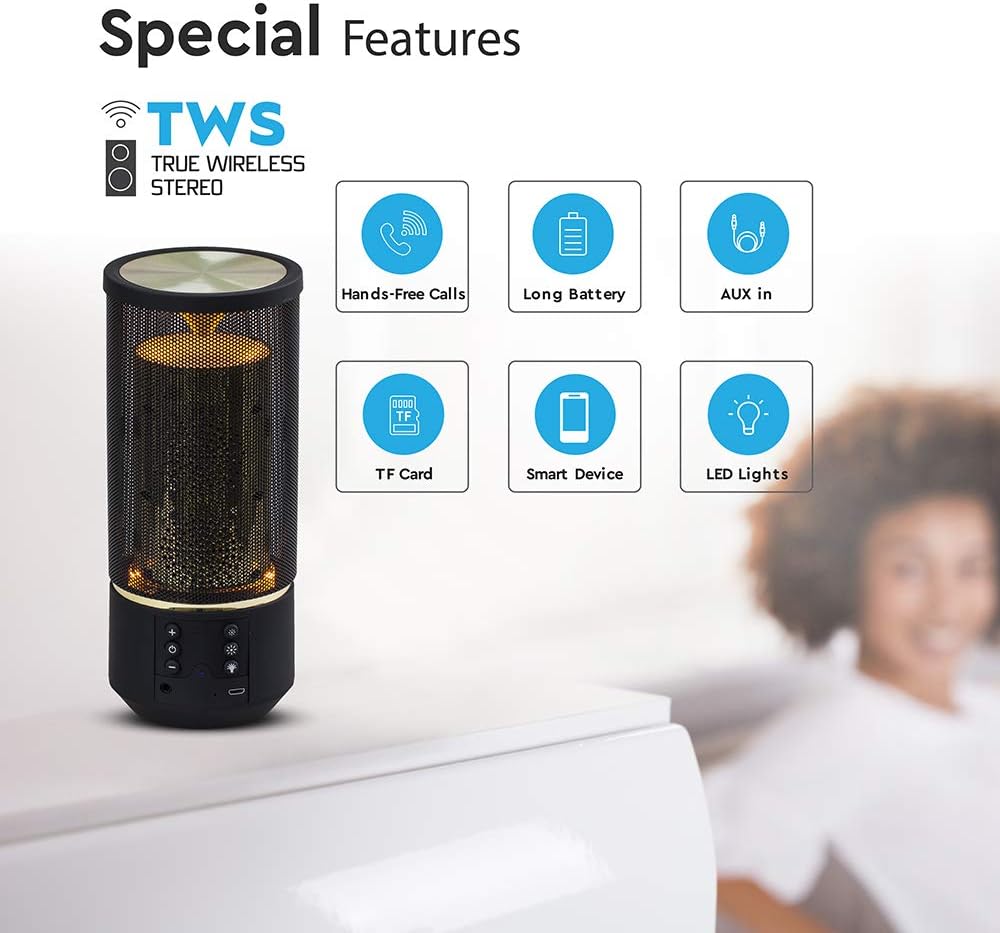 V-TAC VT-6211 Portable Bluetooth Speaker - Zwart, Black, 88.3 x 88.3 x 204 mm - Image 5