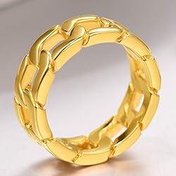 Cuban Link Gold Plated Ring for Man Gift Hip Hop