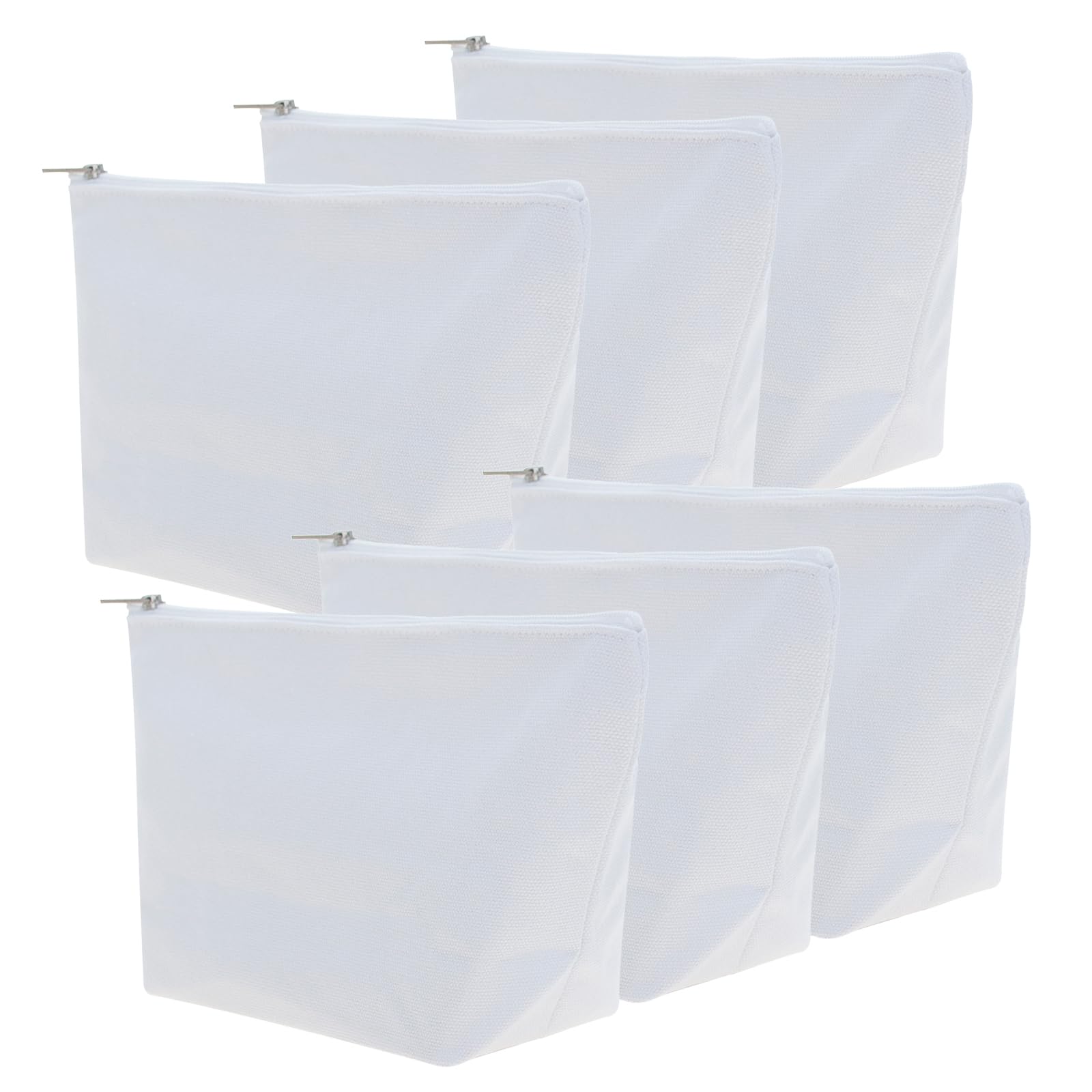 Aspire 6-Pack Blank DIY Craft Bag, White Cotton Makeup Bag with Bottom, 9-1/2 x 5-1/2 x 3 Inches
