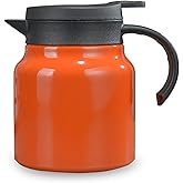 27 oz Single Stainless Steel Thermal Coffee Carafe, Double Wall Vacuum Insulated Creamer Container, Beverage Dispenser for Milk and Hot Chocolate, Tea Pot. (Orange)