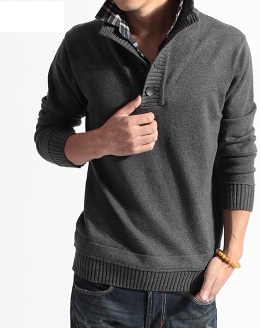 Amazon Fevon セーター メンズ ニットセーター 重ね着 スタンドカラー 長袖 春 秋 冬 フェイクレイヤード カジュアル ビジネス 無地 シャツカラー ストリート M Xxl 大きい サイズ セーター 通販