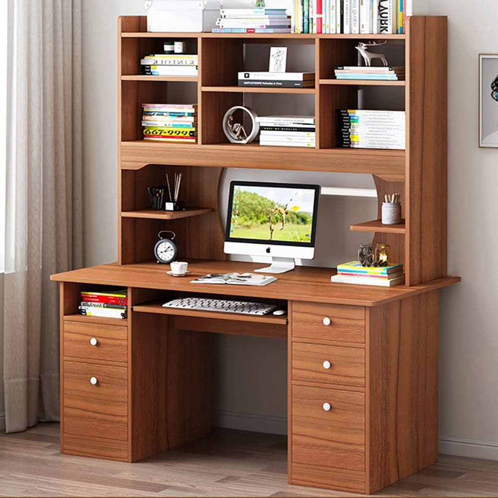 Computer Desk with Hutch and Bookshelf,Workstation Heavy Duty 47"X18"X68"Sturdy Office Desk with Storage Shelves for Home Office
