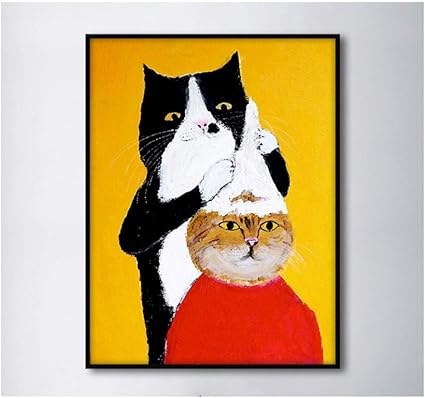 Langge Giclee Affiche D Art Moderne Chat Barbier Nordique Moderne Simple Mignon Peinture Decorative Peinte Sur Toile Decoration Pour Mur 50x70cm 19 7 X27 6 Sans Cadre Amazon Fr Cuisine Maison
