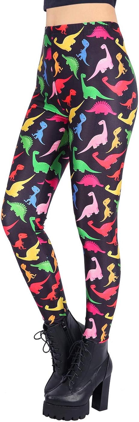 HDE Trendy Design Workout Leggings - Fun Fashion Graphic Printed Cute Patterns