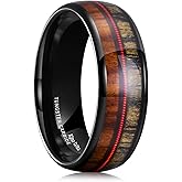 King Will Tungsten Wedding Band for Men 8mm Domed Ring Arrow/Guitar String Inlay Promise Ring for Him Comfort Fit