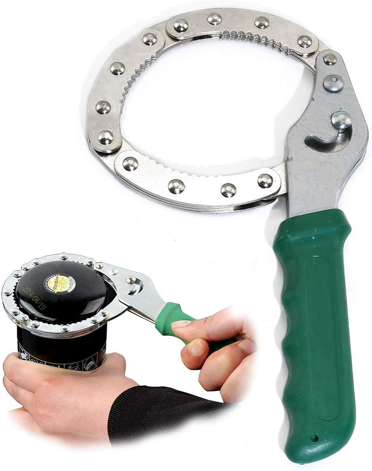VERNBRIN Adjustable Oil Filter Wrench Universal Handcuff Style Remover Tool Spanner Non-Slip Fit Diameter 2.75"-3.54"/70mm-90mm Pipe Fitting and Oil Filter