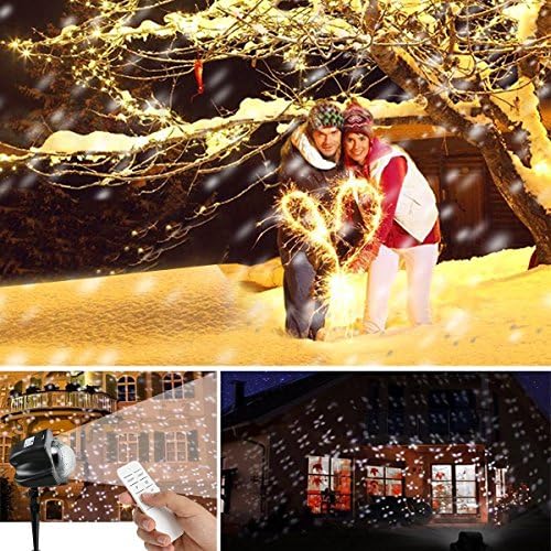 SHUYUE Snowfall Flurries LED Light Rotating Snowfall Spotlight Projector with Wireless Remote Waterproof White Snowflakes Landscape Lighting for Halloween Christmas Holiday Party Garden (Snowfall)