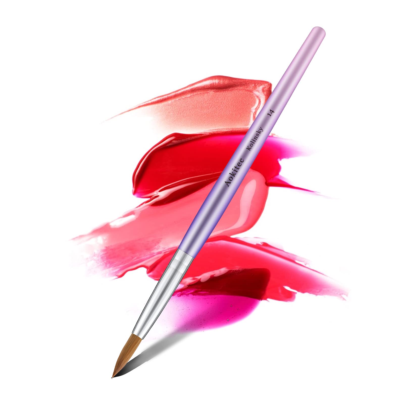 Acrylic Nail Brush for Acrylic Powder, 14# Aokitec Nail Brush for Acrylic Application, 100% Oval Kolinsky Sable Nail Brush, Nail Art Painting Tool