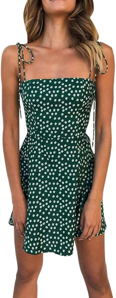 dots print spaghetti strap mini dress