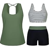 Arolina 3 Piece Swimsuits for Women Tankini Sets Modest Bathing Suits Plus Size Swimsuit Swimwear 2026