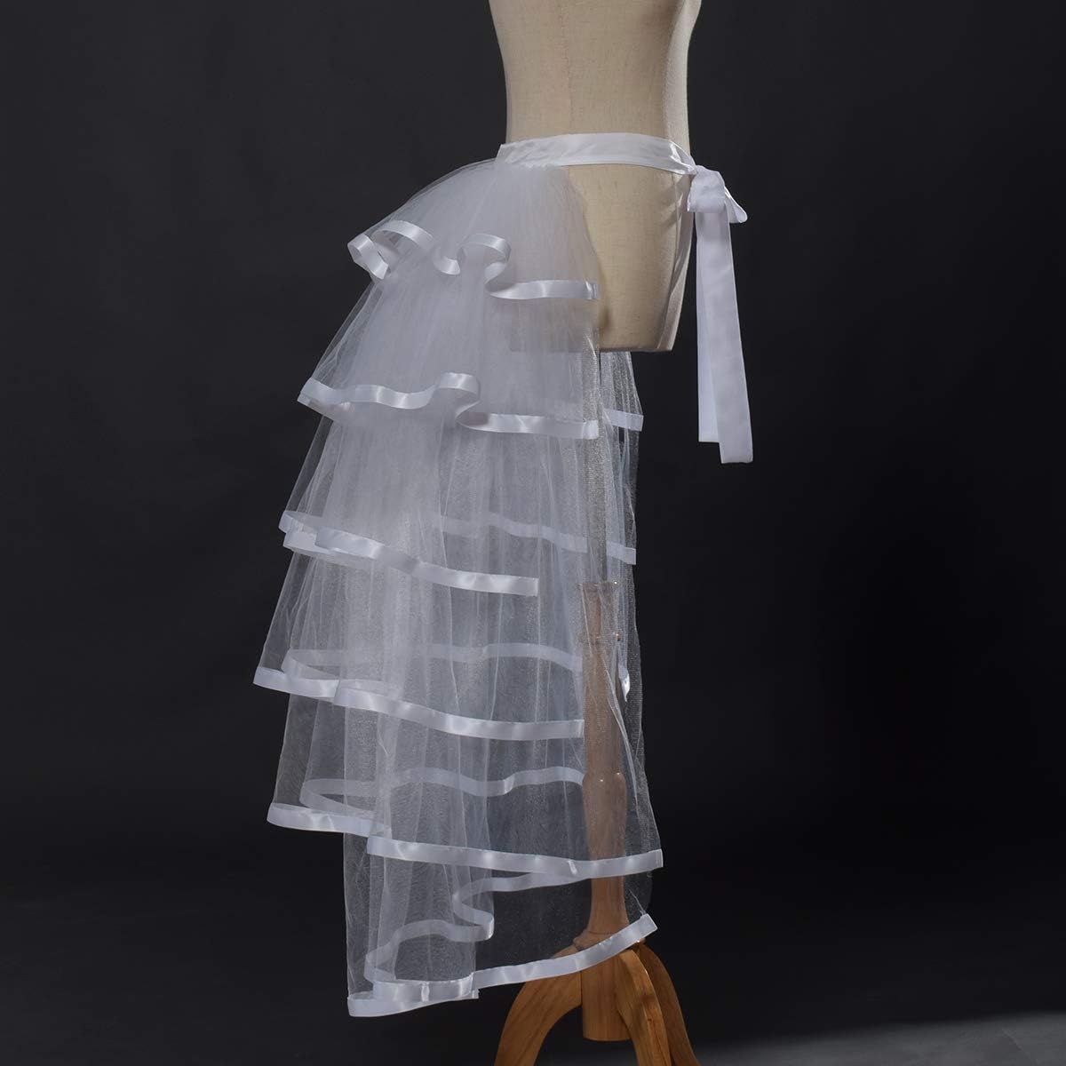 GRACEART Victorian Steampunk Tulle Bustle Vintage Tutu Belt Lace Underskirt Neo-Gothic Costume White - Image 5