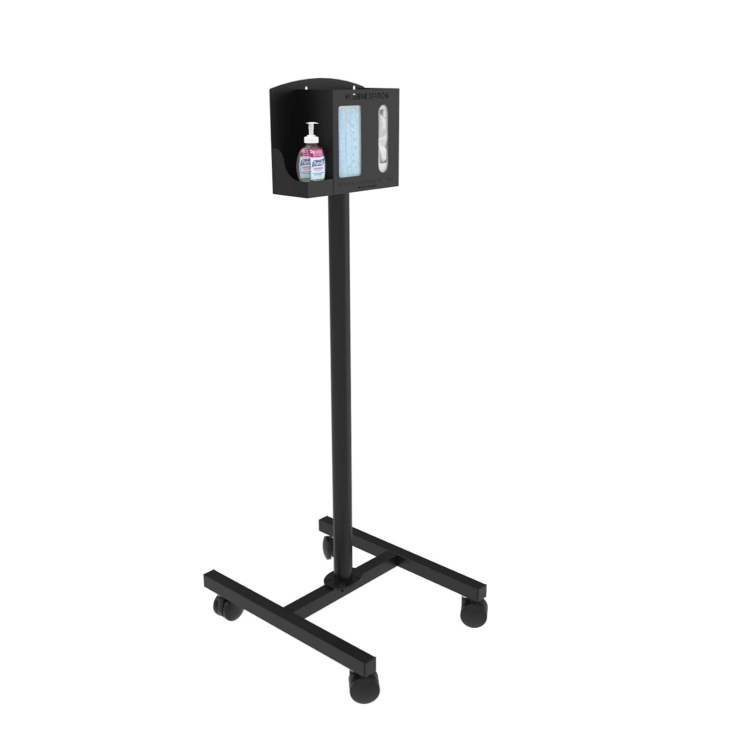 Respiratory Hygiene Sanitation Station by Versa Products | Mobile | 3 Compartments | Black: Industrial & Scientific