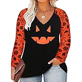 RITERA Plus Size Halloween Tops for Women Long Sleeve Shirts Casual Crewneck Tunics Fall Winter XL-5XL