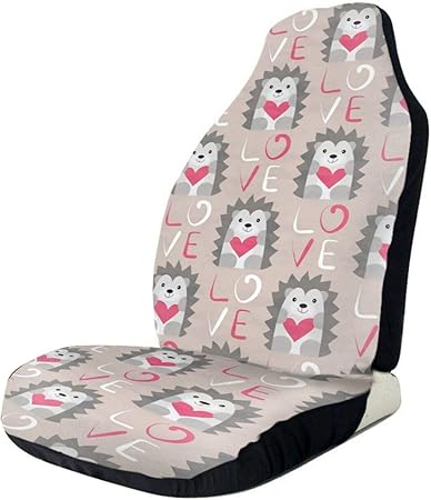 Amazon 車用 シートカバー カーアクセサリ カーシートカバー シートクッション おしゃれ ハリネズミ こころ 防水防汚 取付簡単 超通気性 丸洗いok カー用品 軽自動車 普通車 フロント座席適用 車 バイク 車 バイク