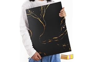 Qunrwe A3 Art Portfolios Case 60 Pages,Marble Black Diamond Painting Storage Book,Pocket Protector with Index Stickers,Clear Portfolio Folder for Artwork,Report,Photo(11.8 x 16.5 inch)