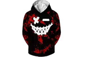 BOVOSHA Kids Novelty Hoodies for Boys 3D Printed Smiley Hoodie Girls Long Sleeve Pullover with Giant Pockets