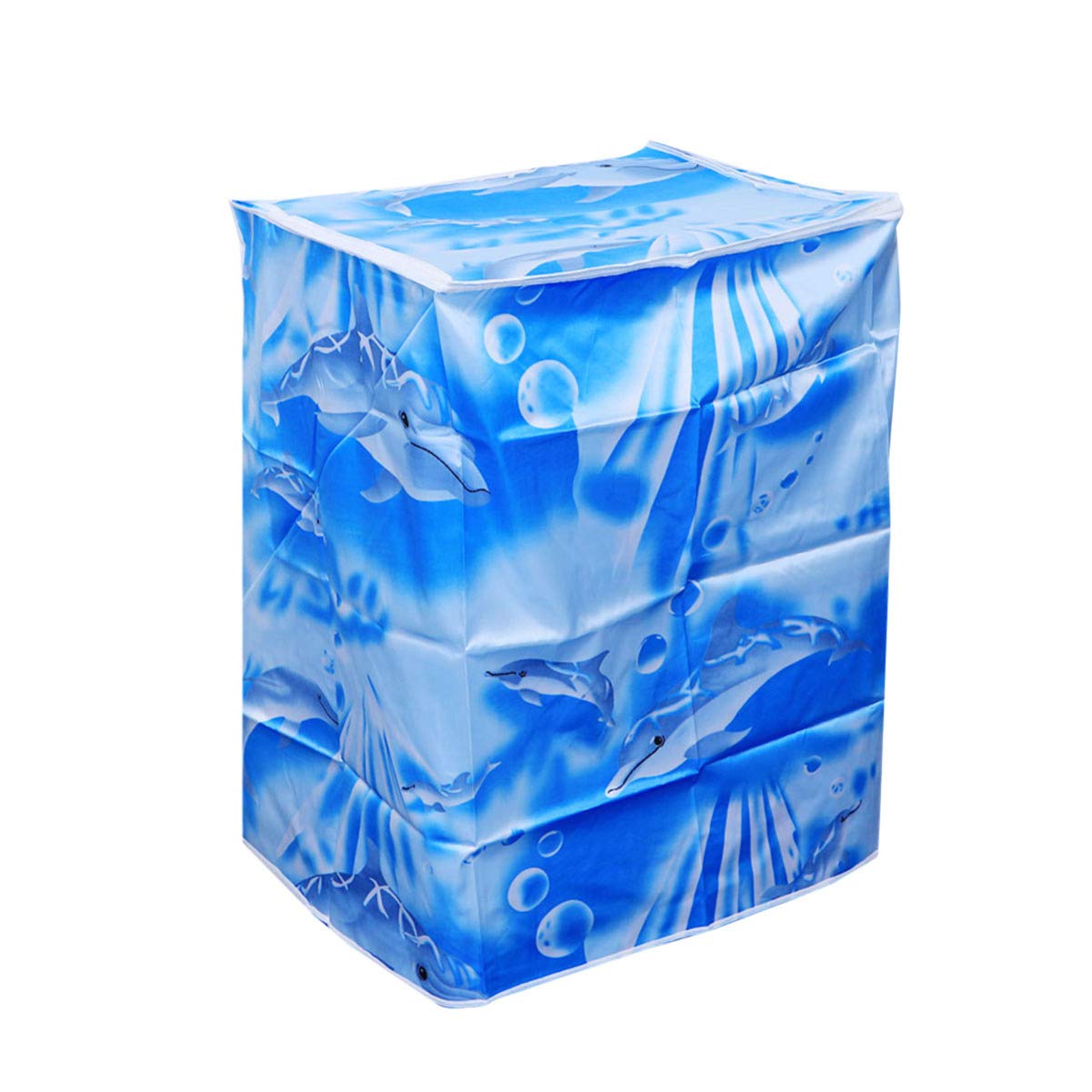 Garneck Washing Machine Cover Waterproof Sunscreen Washing Machine Cover Dust Cover Bule Polyester Satin Washer Protection, 55x58x87cm