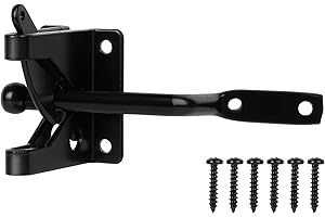 JIAHOO Self-Locking Gate Latch,Automatic Gravity Lever Latch for Wooden Fence Post Mount, Door Latch for Secure Pool,Garden,Shed,Black Powder Coated for Rust Resistance