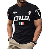 SweatyRocks Men's Graphic Tees Italia Flag Short Sleeve T Shirt Streetwear Going Out Tops
