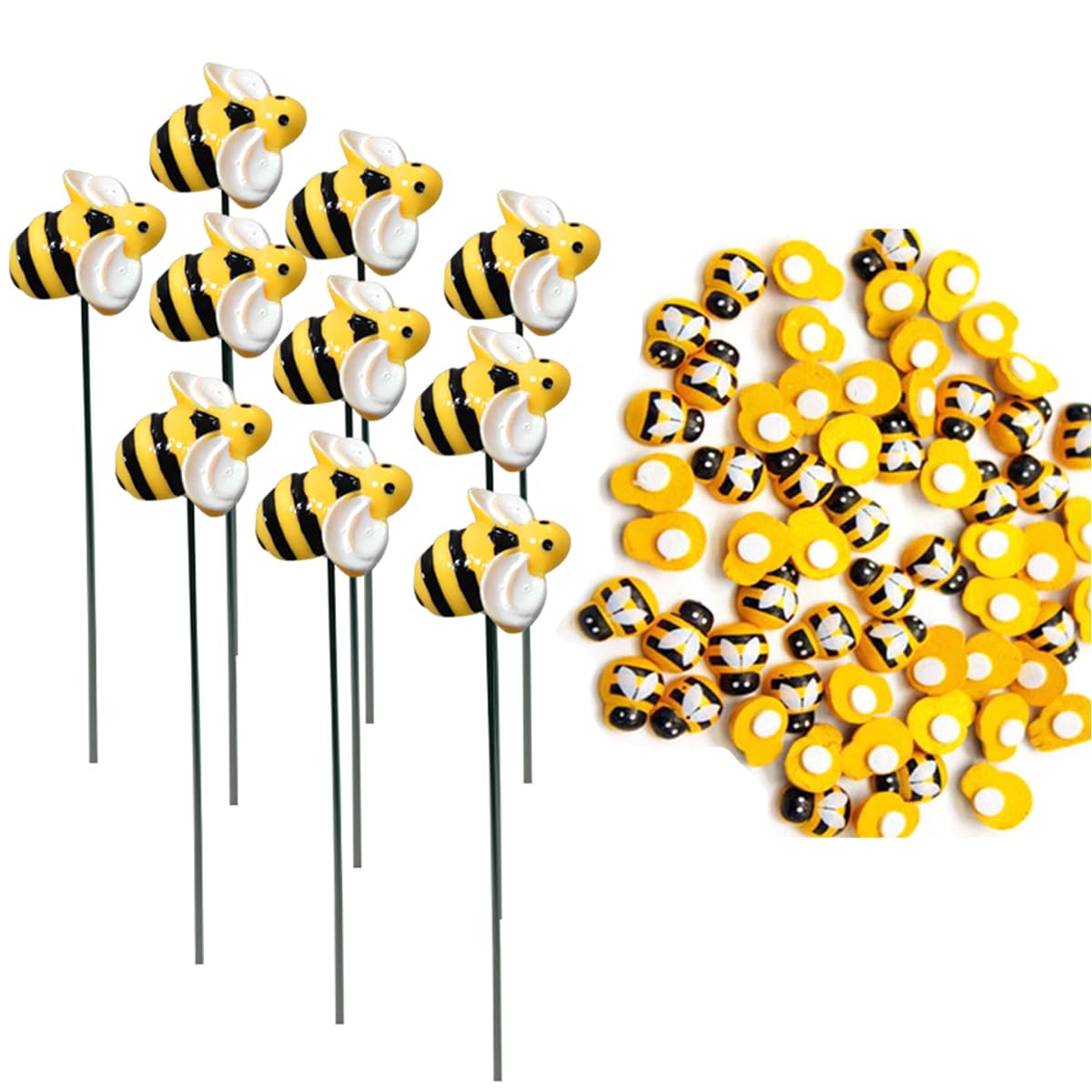 Photo 1 of 109 Pack Bumble Bee Decorations Small Bee Garden Stakes Decorative Bee Stickers Fairy Garden Stakes Plant Pot Decorations Outdoor Decor Statues Women Easter Gift Yellow
