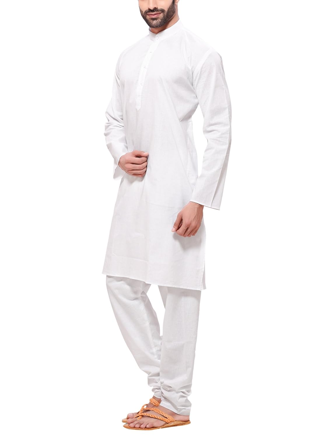 rg designers men's cotton plain white a kurta pyjama