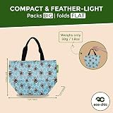 ECO CHIC Lightweight Foldable Insulated Lunch Bag Bumble Bees Blue view 3