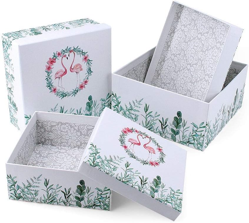 VEESUN Large Gift Boxes for Presents, 3 Set Presentation Box with Lids, Luxury Chocolate Jewellery Cardboard Gift Box, Christmas Birthday Anniversary Present Boxes for Women Men Her Him, Flamingo