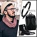 WISTIC Black Bracelet with Stainless Steel Bangle Cuff and Magnetic-Clasp Plain Polished for Men Boy (Black)