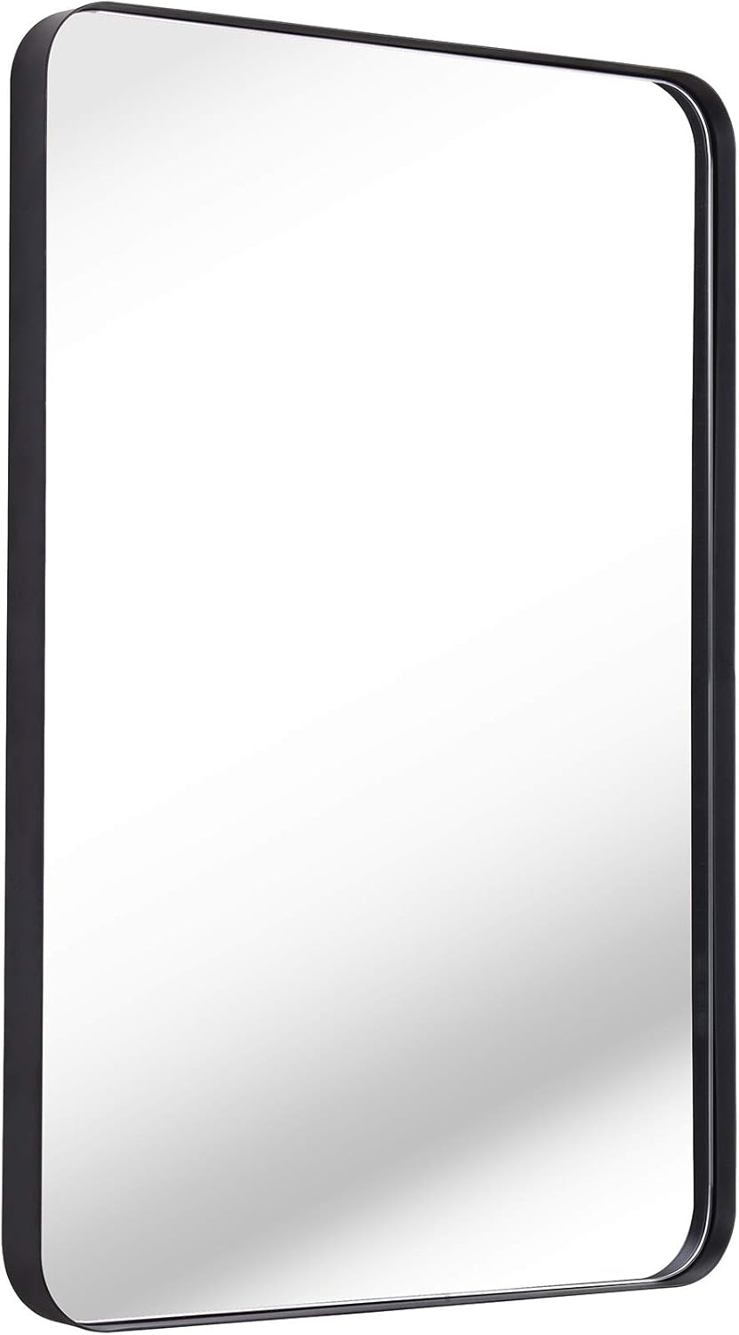 Clavie Wall Mirror 16x24 Inch Mirror for Bathroom Metal Frame Rounded Corner Rectangle Mirror Modern Bathroom Mirror Vertical or Horizontal Hanging Decorative Wall Mirrors for Living Room, Bedroom: Home & Kitchen