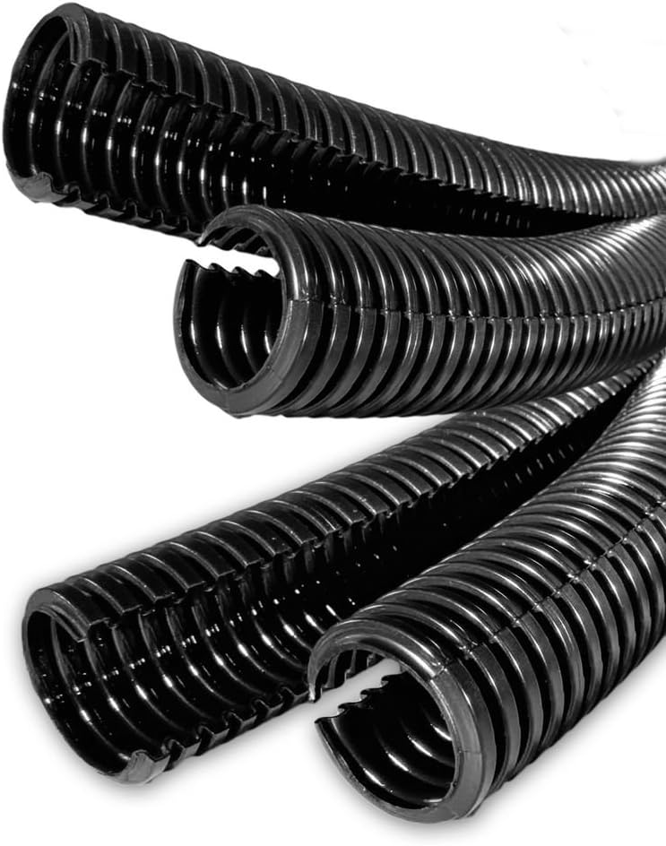 10m Black 13mm Split Corrugated Conduit/Cable Tidy Loom Harness Tv/Computer Tubing