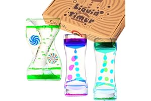 LEMOSTAAR Liquid Timer - Sensory Toy for Relaxation, Liquid Motion Bubbler Timer with Floating Color Lava Lamp, 3-Pack Incredibly Effective Calming Stress Relief Hourglass Toy for Kids & Adults, Autism & ADHD