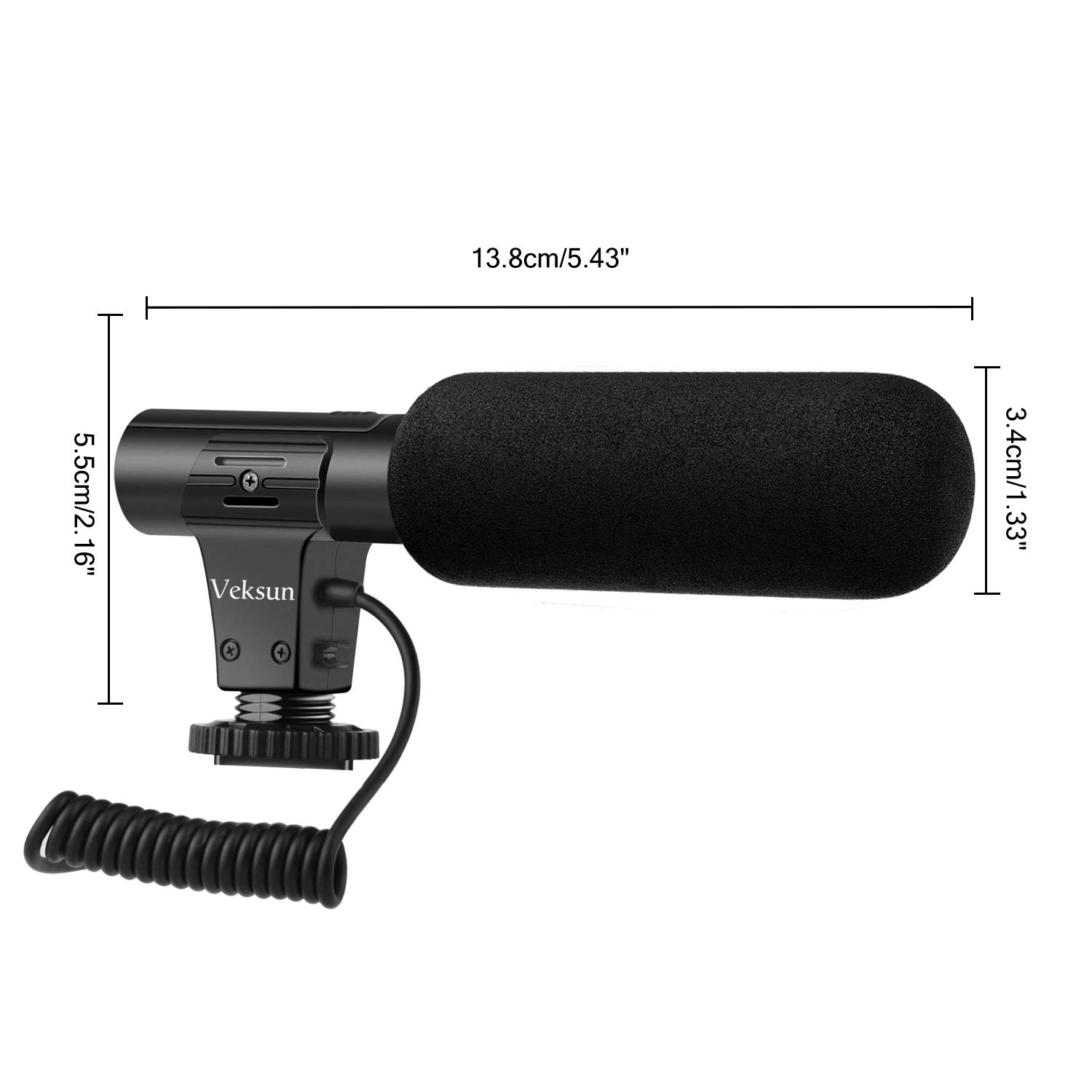 Camera Microphone,Veksun Video Microphone for DSLR Interview Shotgun Mic for Canon Nikon Sony Panasonic Fuji Videomic with Windscreen 3.5mm Jack