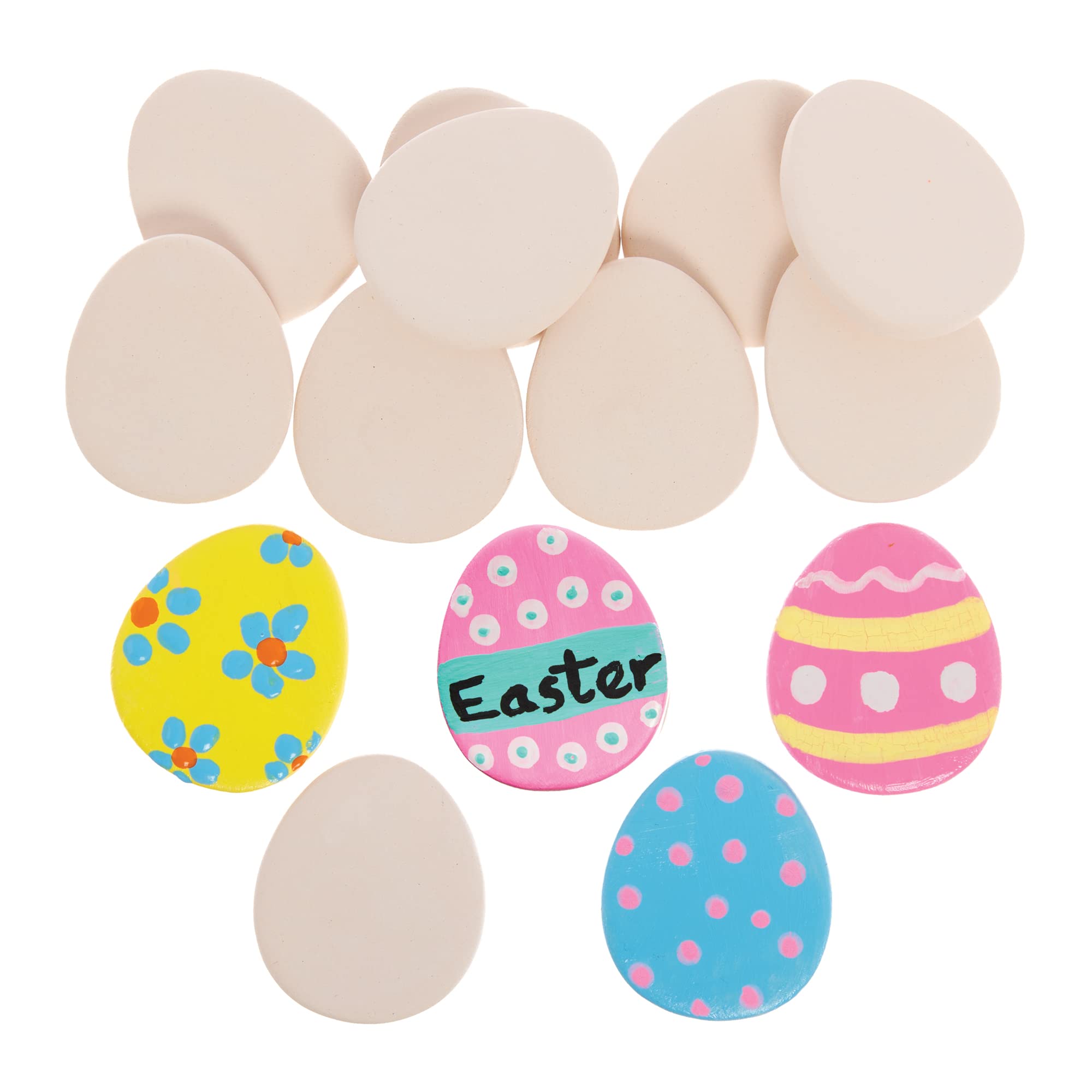 Baker Ross FX709 Egg Ceramic Painting Stones - Pack of 15, Easter Craft Blanks to Decorate