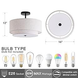 CALOKES 16" Double Drum 3-Light Semi Flush Mount