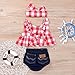 Baby Girls Plaid Ruffle Bowknot Tank Top+Denim Shorts Outfit with Headband