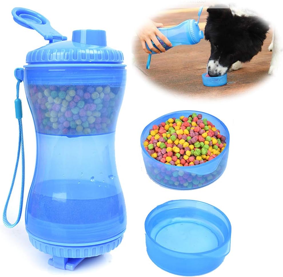GEANTPIXEL Hundewasserflasche Mit Futterbehälter - Praktischer 2-in-1 Begleiter Für Unterwegs