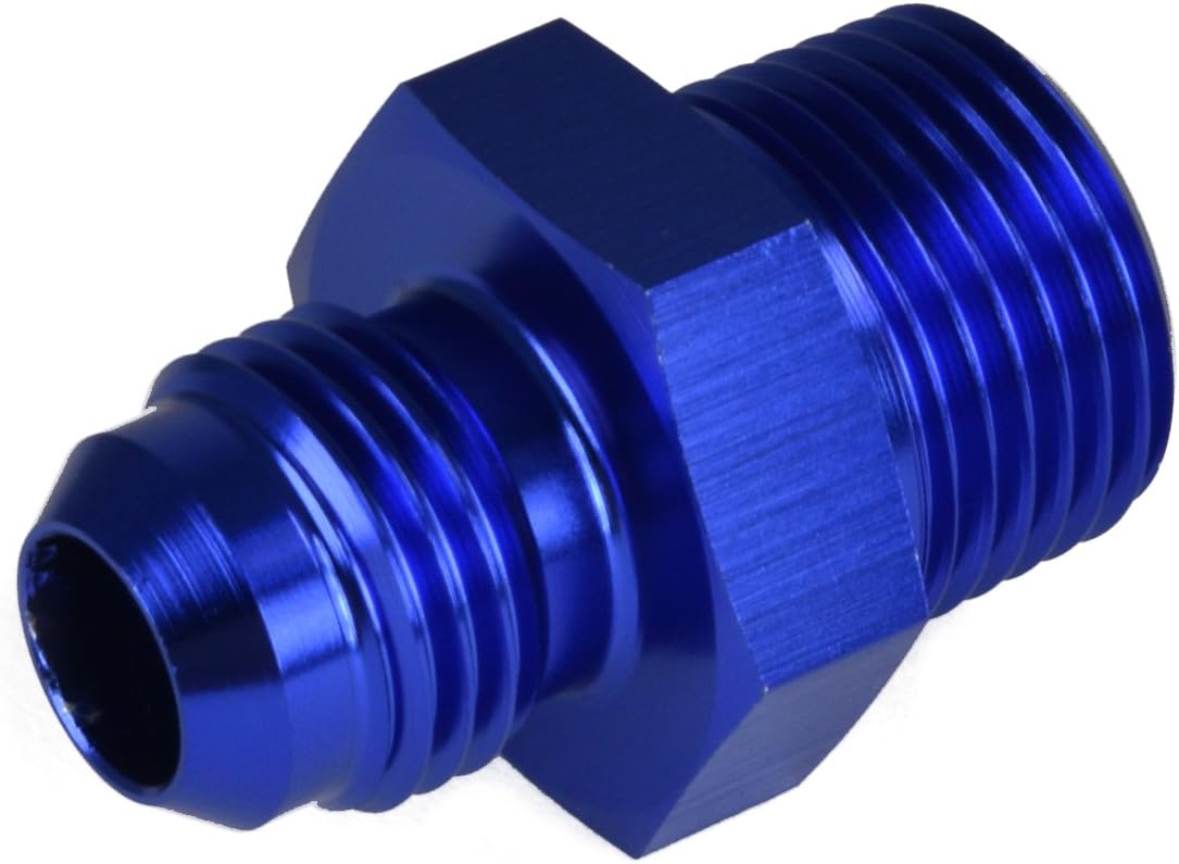 Kraken Automotive - 3/8 NPT to 6AN Adapter Straight Pipe Thread to 6 AN Flare Fitting Blue